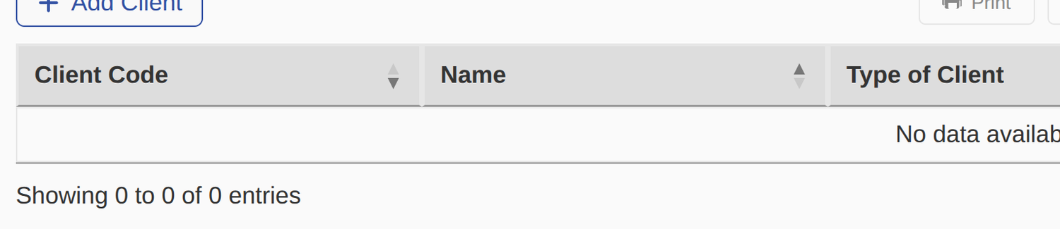 Sorting by Client Code (descending), then Name (ascending).