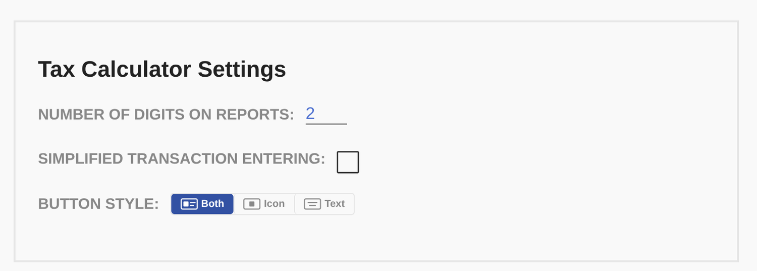 Button style is set in Tax Calculator Settings.