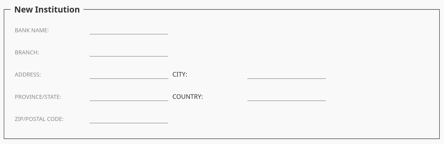 The New Institution form.