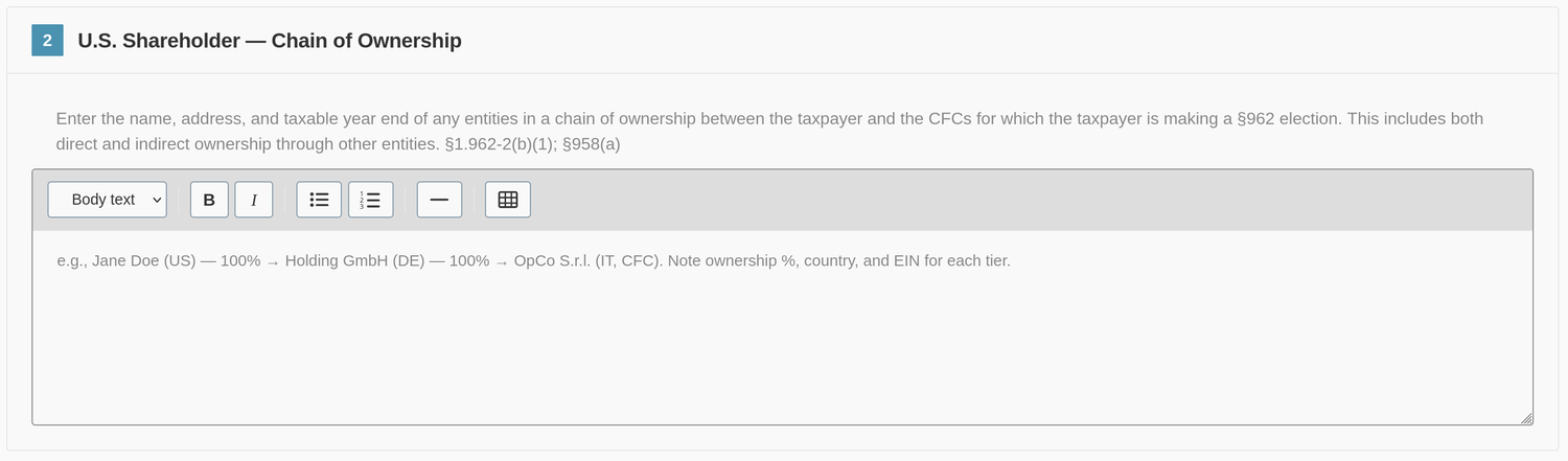 The chain-of-ownership editor.