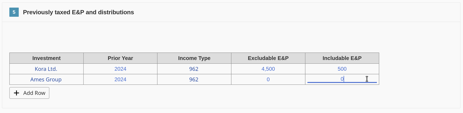 Add lines to capture E&amp;P detail or prior-year history.