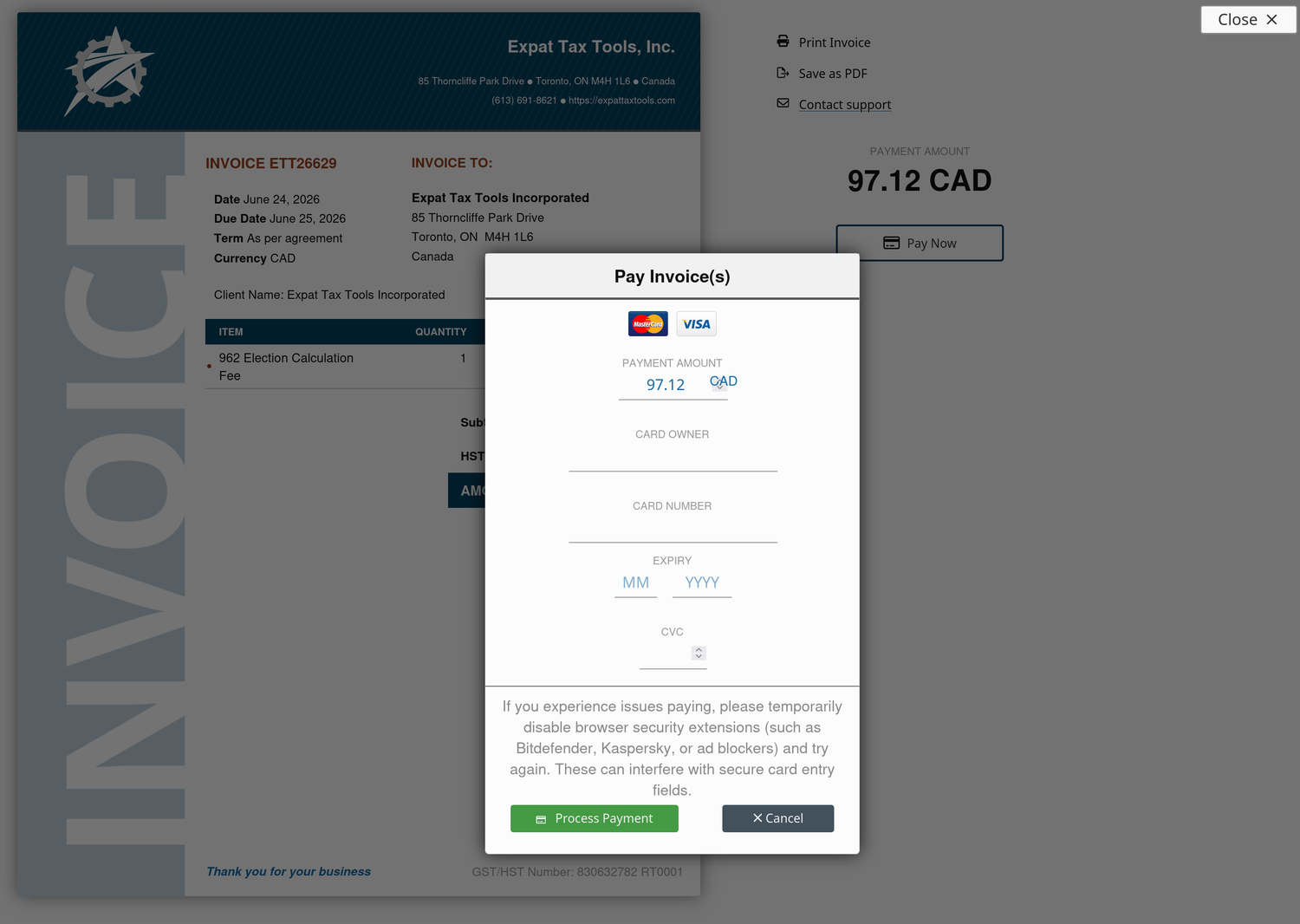Enter your card details to complete payment.