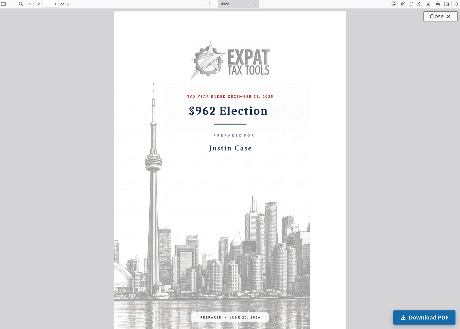 The finished report, ready to download.